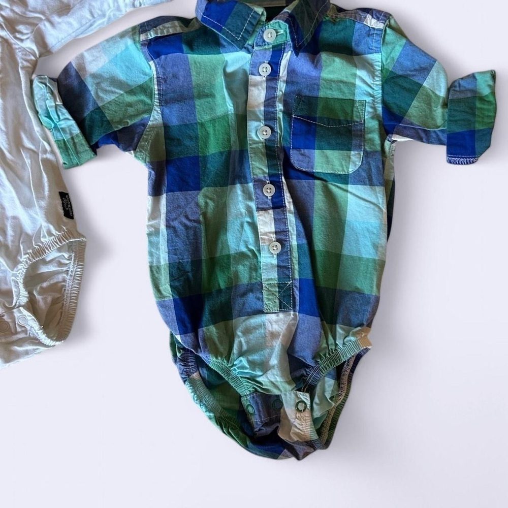 Baby Bodysuit Set - White and Plaid - Picture 3 of 9